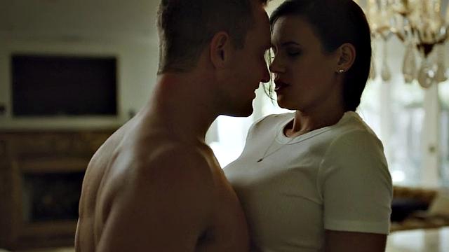 Sinning stepmom throating stepson while fingering