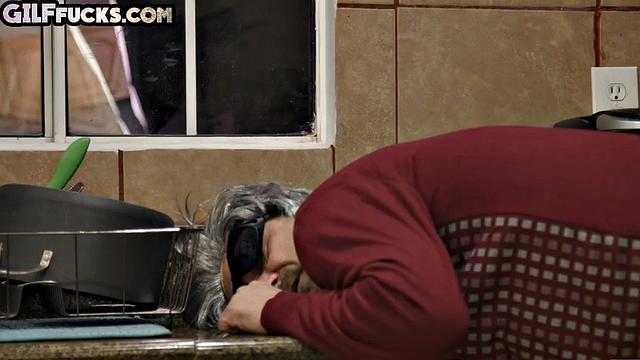 Horny lingerie granny gets drilled