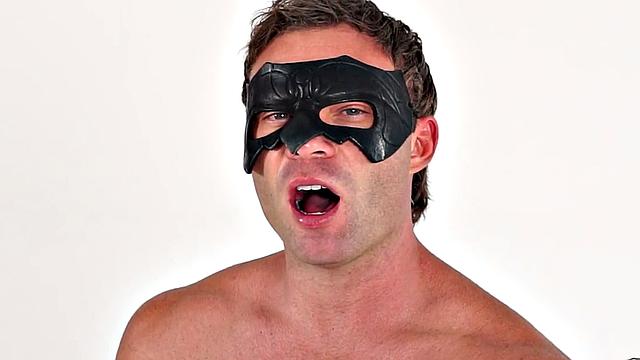 Solo masked amateur stud shows butt and jerks cock