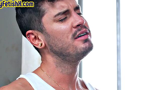 Fisting jock in jail fists roommate's asshole after BJ