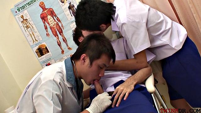 Skinny asian jocks analpounding in threesome