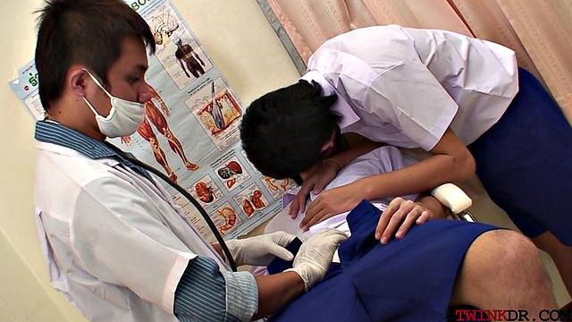 Skinny asian jocks analpounding in threesome