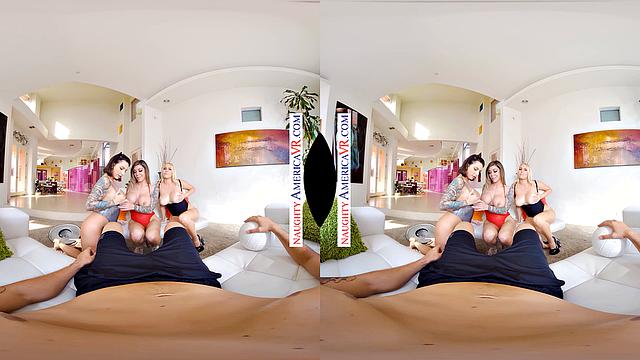 Ivy LeBelle, Karma Rx, and Vanessa Cage share a cock better than their husband's