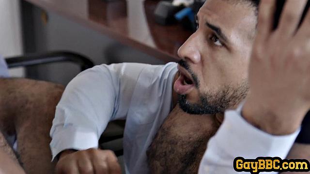 Muscle ebony jock gets analsmashed