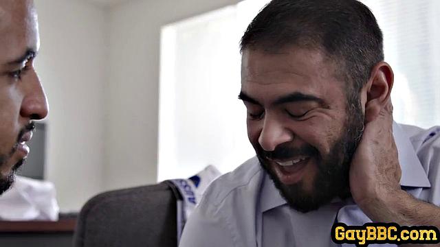 Muscle ebony jock gets analsmashed