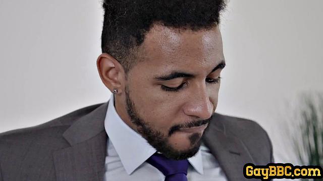 Muscle ebony jock gets analsmashed