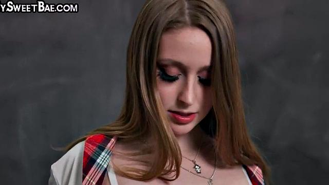 College babe fucked in hairy muff after deep BJ