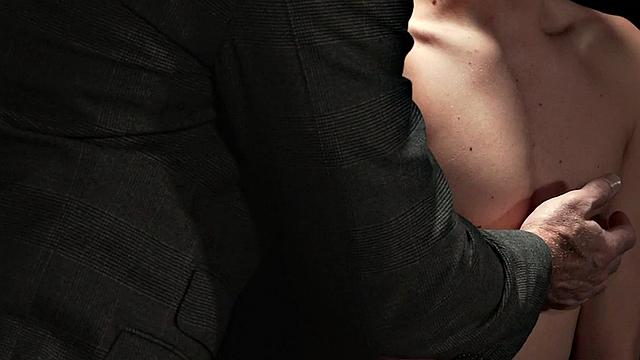 Submissive twink anally toyed and rimmed by gay daddy