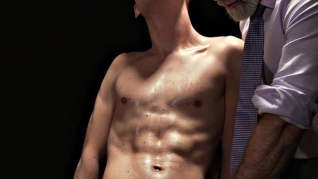 Submissive twink anally toyed and rimmed by gay daddy