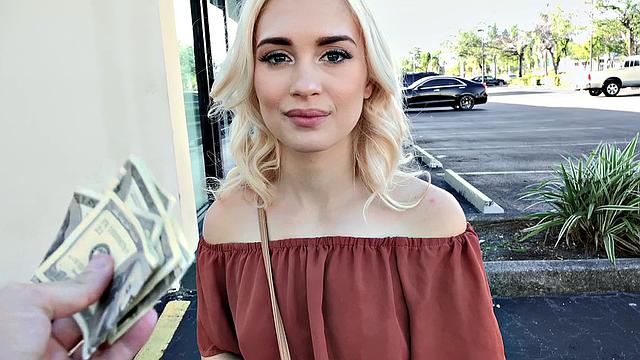 Braceface Fucks Outdoors like a blonde bombshell in doggy & cowgirl positions