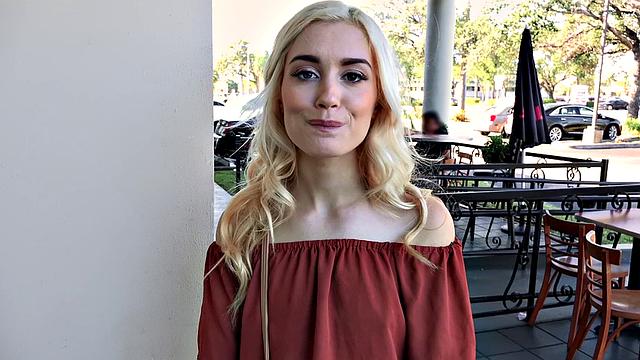 Braceface Fucks Outdoors like a blonde bombshell in doggy & cowgirl positions