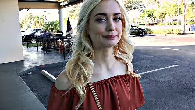 Braceface Fucks Outdoors like a blonde bombshell in doggy & cowgirl positions