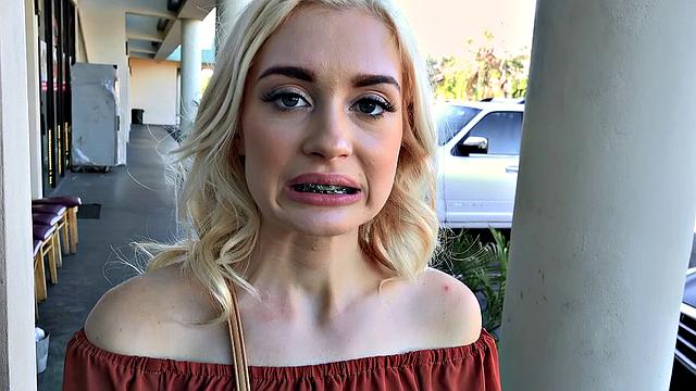 Braceface Fucks Outdoors like a blonde bombshell in doggy & cowgirl positions