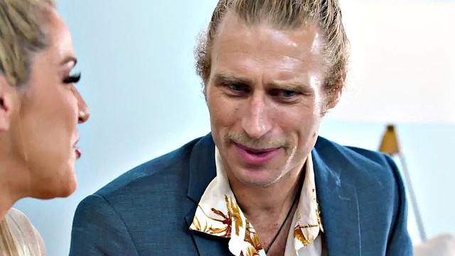 Massaging bitches share in threeway while fucking hard