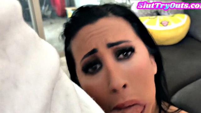 Tattooed amateur MILF in black stockings POV nailed