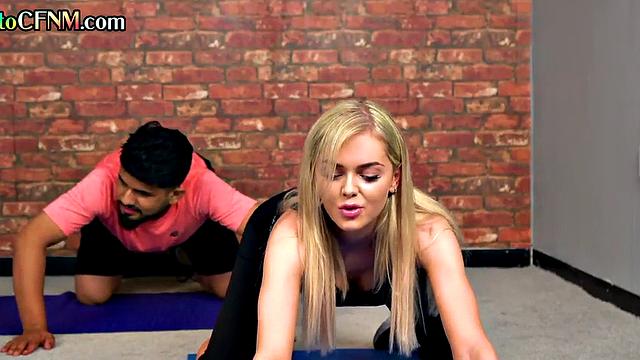 CFNM amateur femdom yoga ladies give group handjob in class