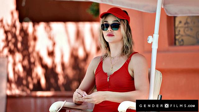 GenderXFilms - Hot Trans Lifeguard Outdoor Fuck with Muscle Hunk