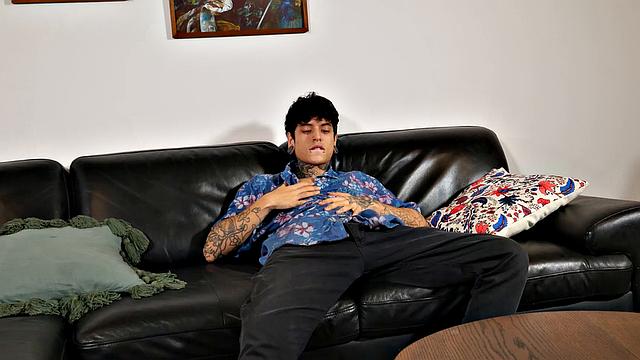 Ethan Cruz takes a hard cock and moans with pleasure