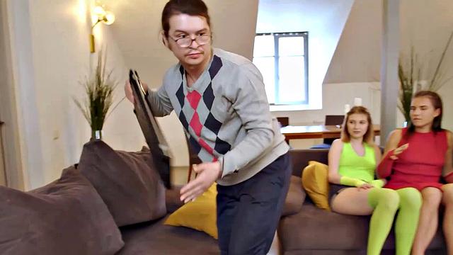 VIP4K. Three girls decided to ignore busy man and have fun together