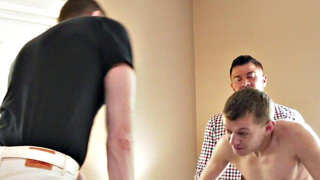 Petite bottom in gaydaddy 3some with handsome DILFS