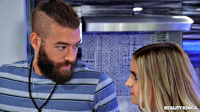 Sweeping With Her Big Natural Tits