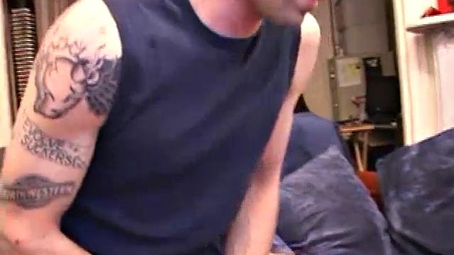 Tattooed Jesse strips naked and gets his skater punk dick nice and hard for a first time solo, savoring the pleasure his hand delivers, before shooting his cum load.