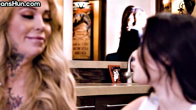 Inked TS smashes Asian in doggystyle