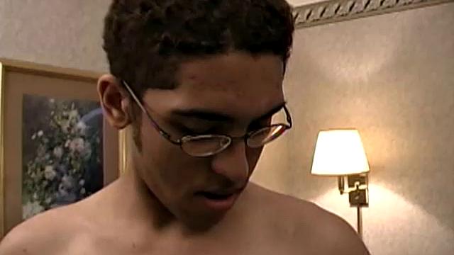 This skinny 19 year old boy has a nasty mouth as he hops on the bed for a solo jerk off. Zander Lee fingers his asshole, strokes his cock, and pumps out a load onto his belly.