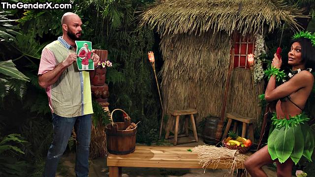 Petite ebony trans spreads for lover