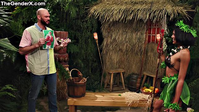 Petite ebony trans spreads for lover