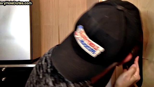 IR cocksucking DILF fucked in gloryhole by black dick