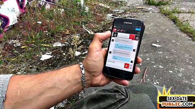 Pierced blondie cockbouncing outdoors