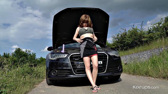 ginger g strips naked and rides cock