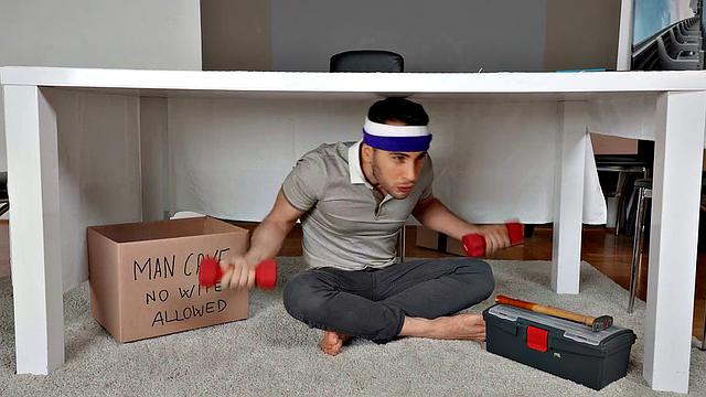 Watch me pound my man's tight pussy in my living room while he films us