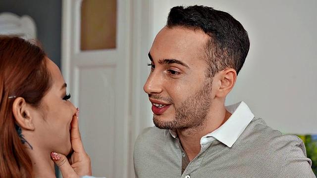 Watch me pound my man's tight pussy in my living room while he films us