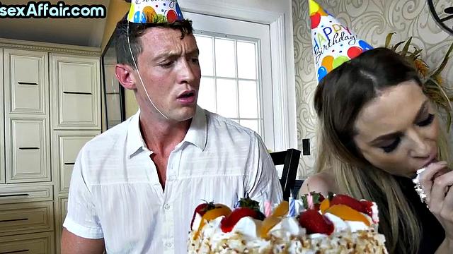 Birthday bisexual with couple