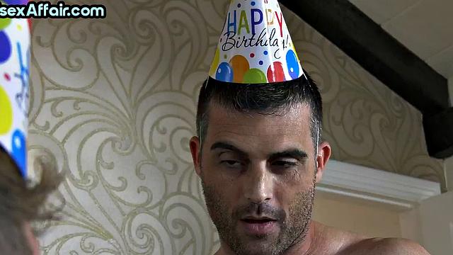 Birthday bisexual with couple