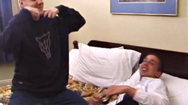 Timmy Tucker Sits on the Bed as Chad Wiley Returns from Work