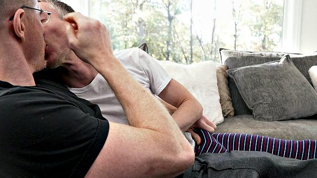 Tall gaydaddy top fucks skinny stud's greedy ass