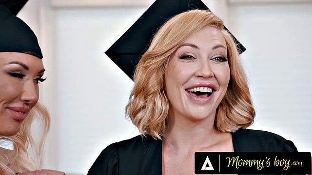 MOMMY'S BOY - Excited Graduating MILFs GANGBANG Their Photographer To Celebrate The Occasion