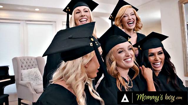 MOMMY'S BOY - Excited Graduating MILFs GANGBANG Their Photographer To Celebrate The Occasion