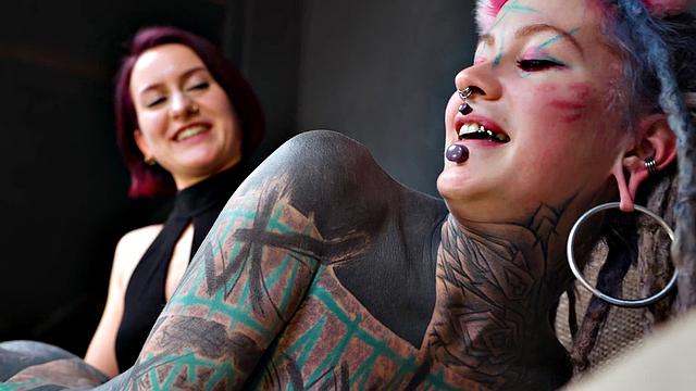 Pet Play dominatrix controls Tattoo cat-girl