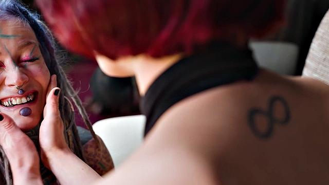 Pet Play dominatrix controls Tattoo cat-girl