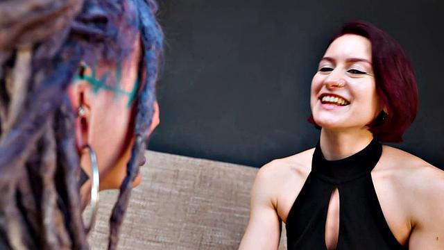 Pet Play dominatrix controls Tattoo cat-girl