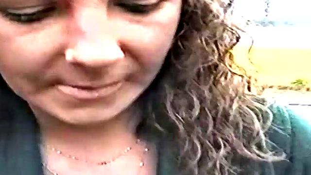 Busty teen flashing naked in public