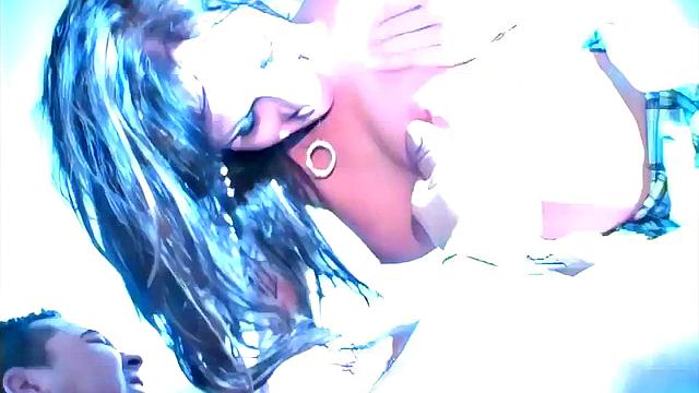 Eating party whore goes down on big cock at party