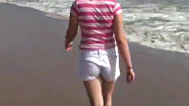 Sweet Teen April's Beach Walk And Holiday