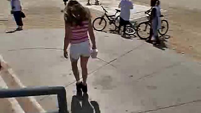 Sweet Teen April's Beach Walk And Holiday