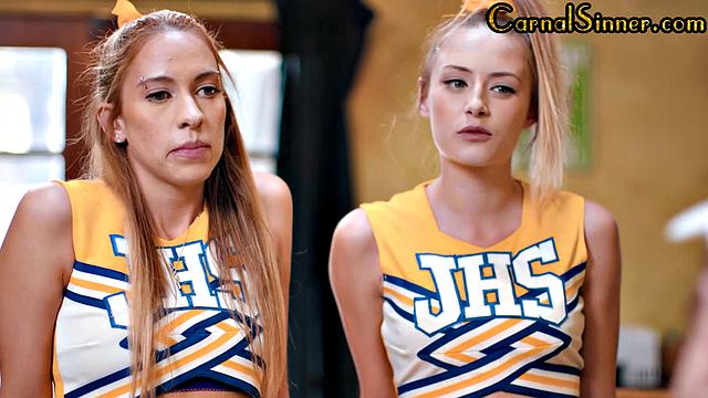 2 cute 21yo babes sharing dick in threesome