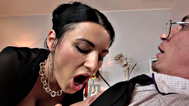 Watch these kinky brunettes in stockings and heels go wild with kissing, pussy licking, ass fucking, cowgirl riding, and reverse cowgirl